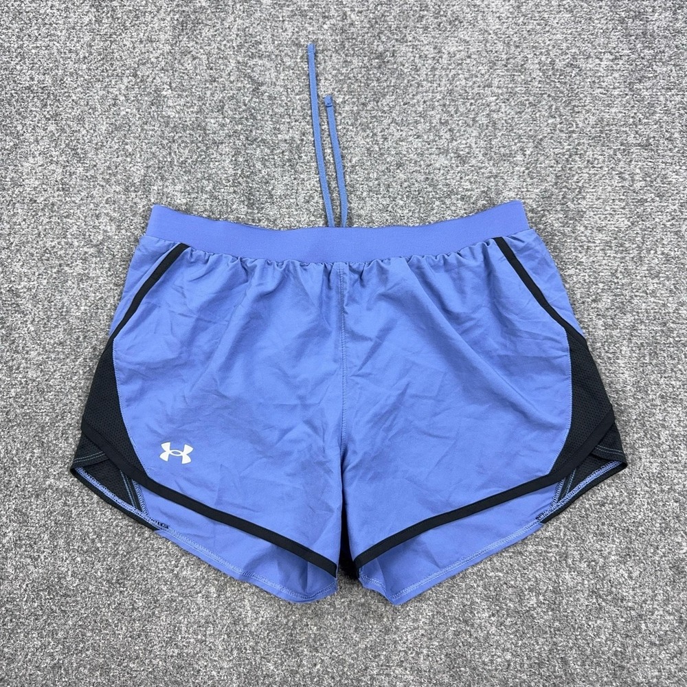 Under Armour Running Shorts Womens Medium Blue 3 Inseam HeatGear Lined Athletic‎